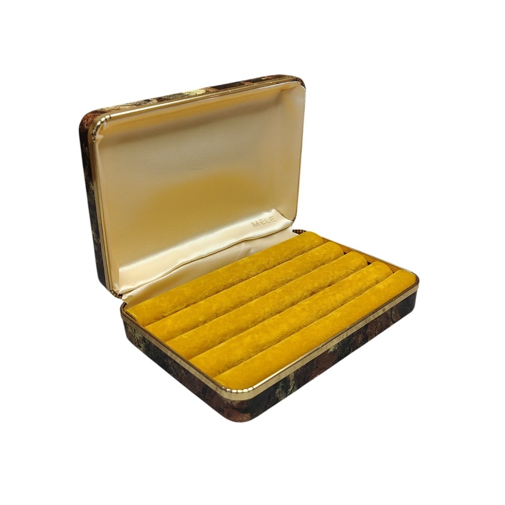 Vintage jewelry box, Mele, hard case travel organizer Ring Holder Marble